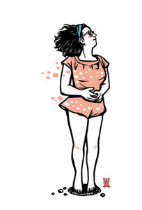 Products: Postcard (A6 / A5) Windy Welly Girl on the Beach Welly Girl NZ