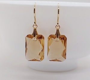 Golden Colorado Topaz Swarovski Emerald Cut Rectangle Earrings – Wendi Lindsay Jewellery