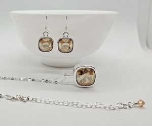 Gorgeous Golden Shadow Swarovski Crystal Necklace and Earrings Set. – Wendi Li&hellip;