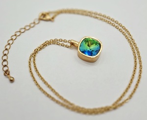Products: Golden Ocean Swarovski Crystal Square Cushion Necklace – Wendi Lindsay Jewellery