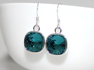 Products: Indicolite Teal 10mm Swarovski Crystal Cushion Earrings – Wendi Lindsay Jewellery