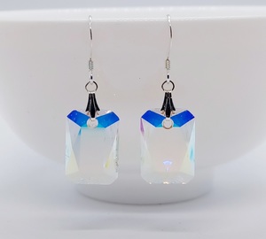 Clear AB Swarovski Emerald Cut Rectangle Earrings – Wendi Lindsay Jewellery