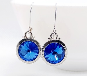 Products: Sapphire 12mm Swarovski Round Lever Back Earrings – Wendi Lindsay Jewellery