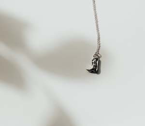 Necklace: Mini Cowboy Boot Necklace - Sterling Silver