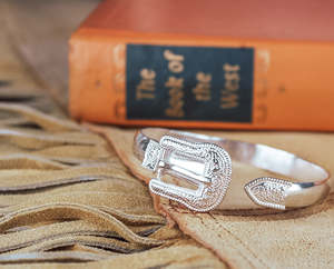 Sterling Silver: Western Buckle Cuff Bangle ©️ Sterling Silver