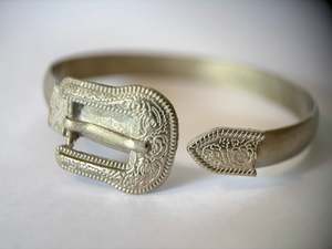 Bracelets: Western Buckle Cuff Bangle ©️ - White Bronze