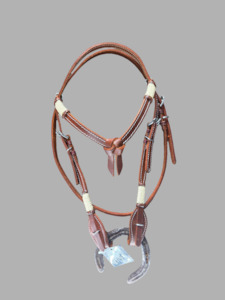 Leather bridle with rawhide