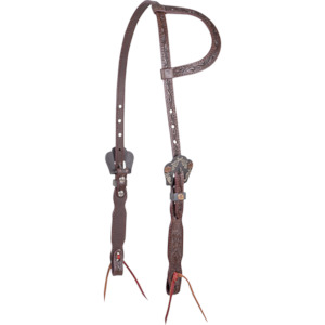 Headstall Breastplate: Slip Ear Headstall with Rosebud Tooling