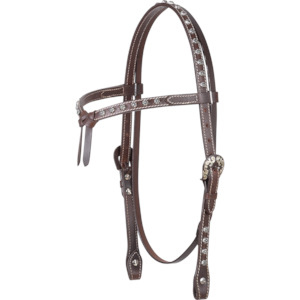 Headstall Breastplate: Browband Headstall with Antique Dots with Tied Front