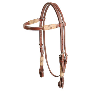 Rawhide Browband Headstall Double Trim