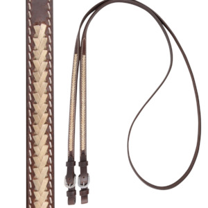 Full: Rawhide Laced Roping Rein 5/8-inch Thick Buckle Ends