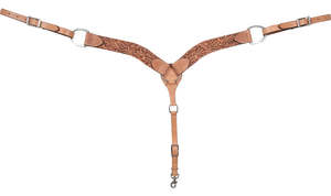 Headstall Breastplate: 2.25-inch Breastcollar with Antique Leaf Tooling