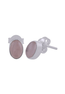 Oval Rose Quartz Stud set in Sterling Silver