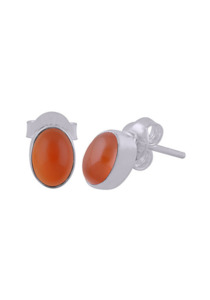 Oval Carnelian Stud set in Sterling Silver