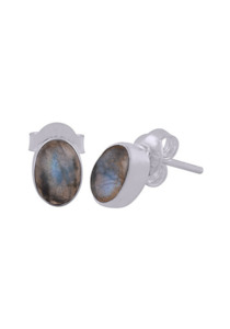 Earrings: Oval Labradorite Stud set in Sterling Silver