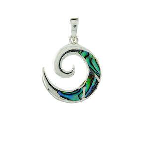 Paua Pendants: Paua Pendant Open Spiral Sterling Silver