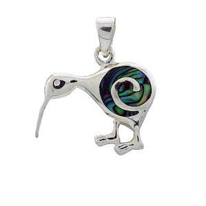 Paua Pendants: Paua Pendant Kiwi with Spiral Sterling Silver