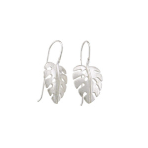 Earrings Silver: Earring Leaf  matt finish stg silver