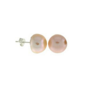 Sterling Silver Peach Pearl Stud 8 - 8.5mm