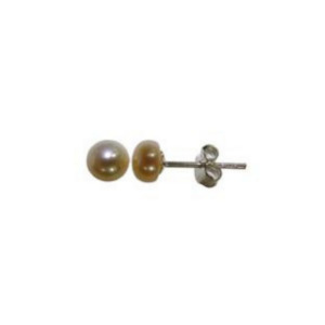 Sterling Silver Peach Pearl Stud 7 - 7.5mm