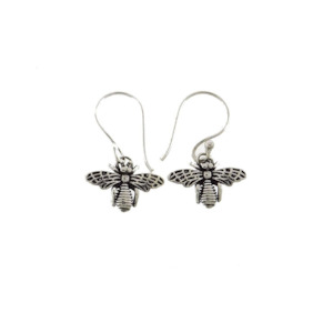 Earrings: Sterling Silver Honey Bee Drop Earrings