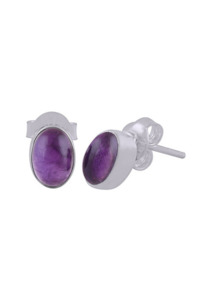 Oval Amethyst Stud set in Sterling Silver