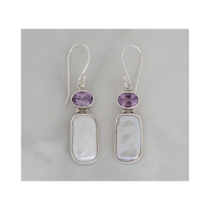Earrings 1: Amethyst and Pearl Drop Earrings