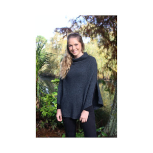 Possum Merino: Possum Merino Jules Poncho - Charcoal