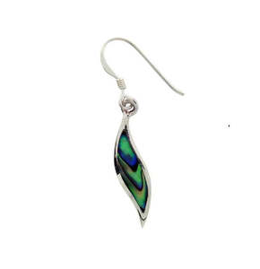 NZ Paua Shell Curved free form drop Earring