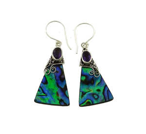 Earrings: NZ Paua Shell & Amethyst Faceted Earring