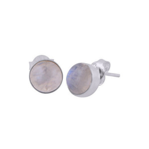 Rainbow Moonstone Stud & Stg Silver