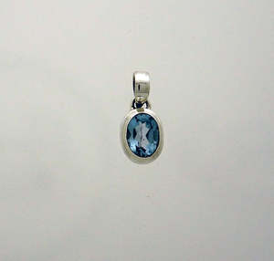Blue topaz Faceted 8x6mm Oval Pendant