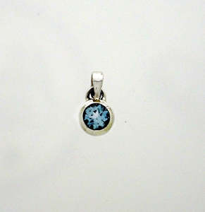 Blue topaz Faceted  5mm Round Pendant