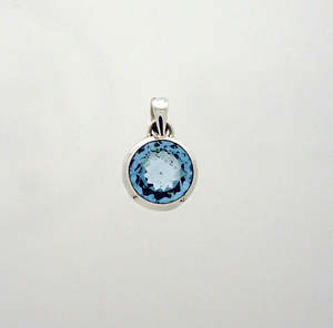 Blue topaz Faceted 10mm Round Pendant