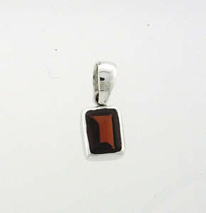 Garnet Faceted 8x6mm Rectangle Pendant