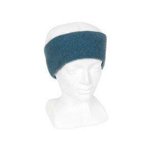 Possum Merino: Possum Merino Reversible Plain / Striped Headband - Teal/Charcoal