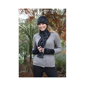 Possum Merino: Lothlorian Possum & Merino Aroha Scarf - Black/Charcoal