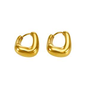 Gold Plated Stainless Steel Organic Huggie Earrings