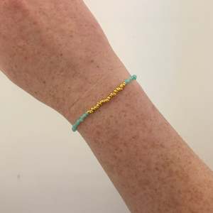 Amazonite & Gold Plated Beads on Brass Bracelet