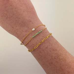Pearl & Amazonite Gold Plated Bracelet on Brass
