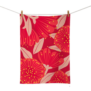 New Arrivals: Bright Botanical Red Pohutukawa Tea Towel