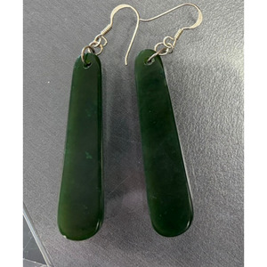 Earrings: NZ Pounamu Roimata (Drop) Earrings 48mm