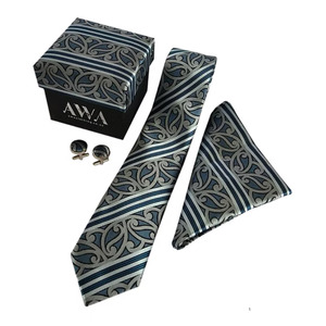 New Arrivals: Boxed Tie Set - Silver /  Blue