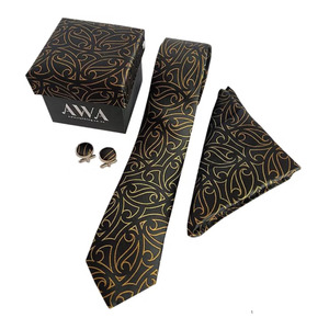 New Arrivals: Boxed Tie Set - Black / Gold