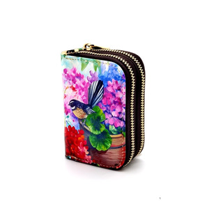 New Arrivals: Leather Double Card Holder - Fantail in Hydrangeas