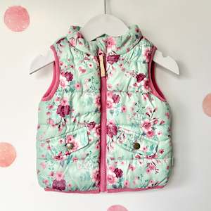 Pumpkin Patch Floral Puffer Vest, 3-6m