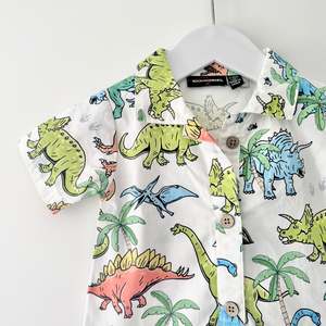 New Additions: Rock Your Baby Dino Shirt Romper, 3-6m
