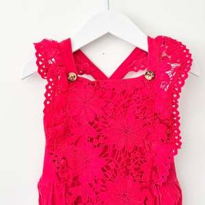 Christmas Outfits: Floral Lace Romper, Size 1