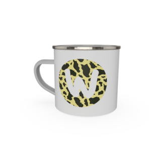 Enamel Mugs: Letter - cheetah print - yellow