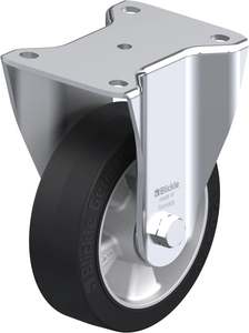 Heavy Duty Castors: 150mm Elastic Rubber - Fixed Plate - 400kg capacity